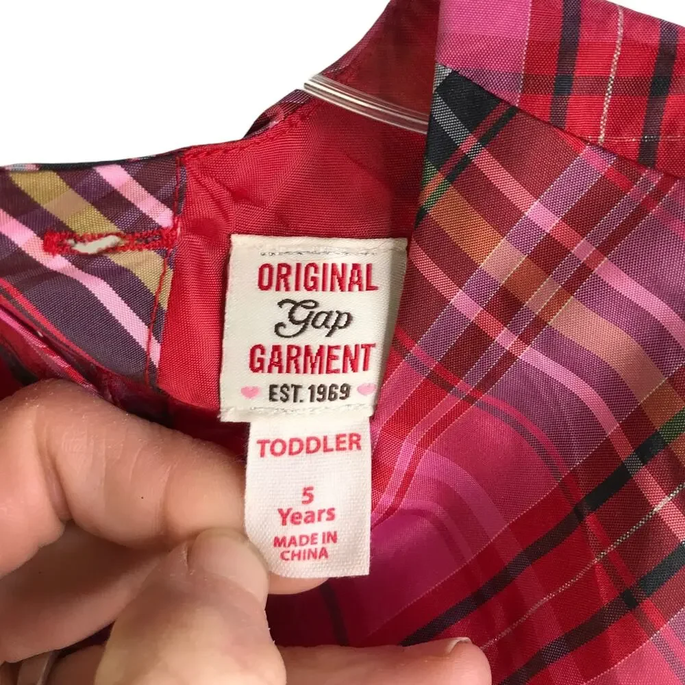 Gap Dress Toddler Girl s 5‎ Red Tartan Plaid Christmas Holiday Sleeveless